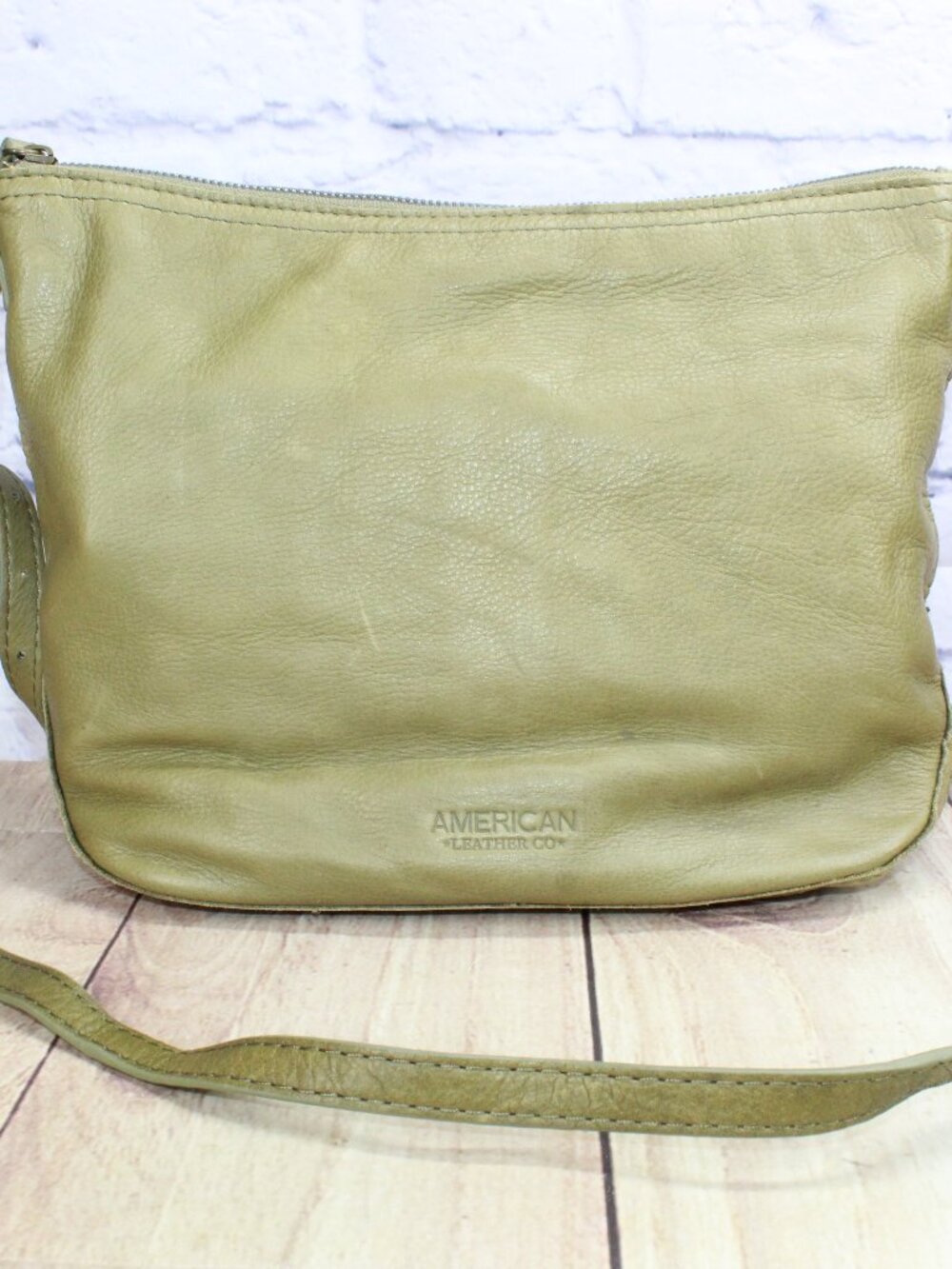 American Leather Co Crossbody Bag Olive Green Pebbled Leather Shoulder Purse